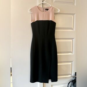 BCBG Max Azria - Black & Blush Colorblocked Sleeveless Dress